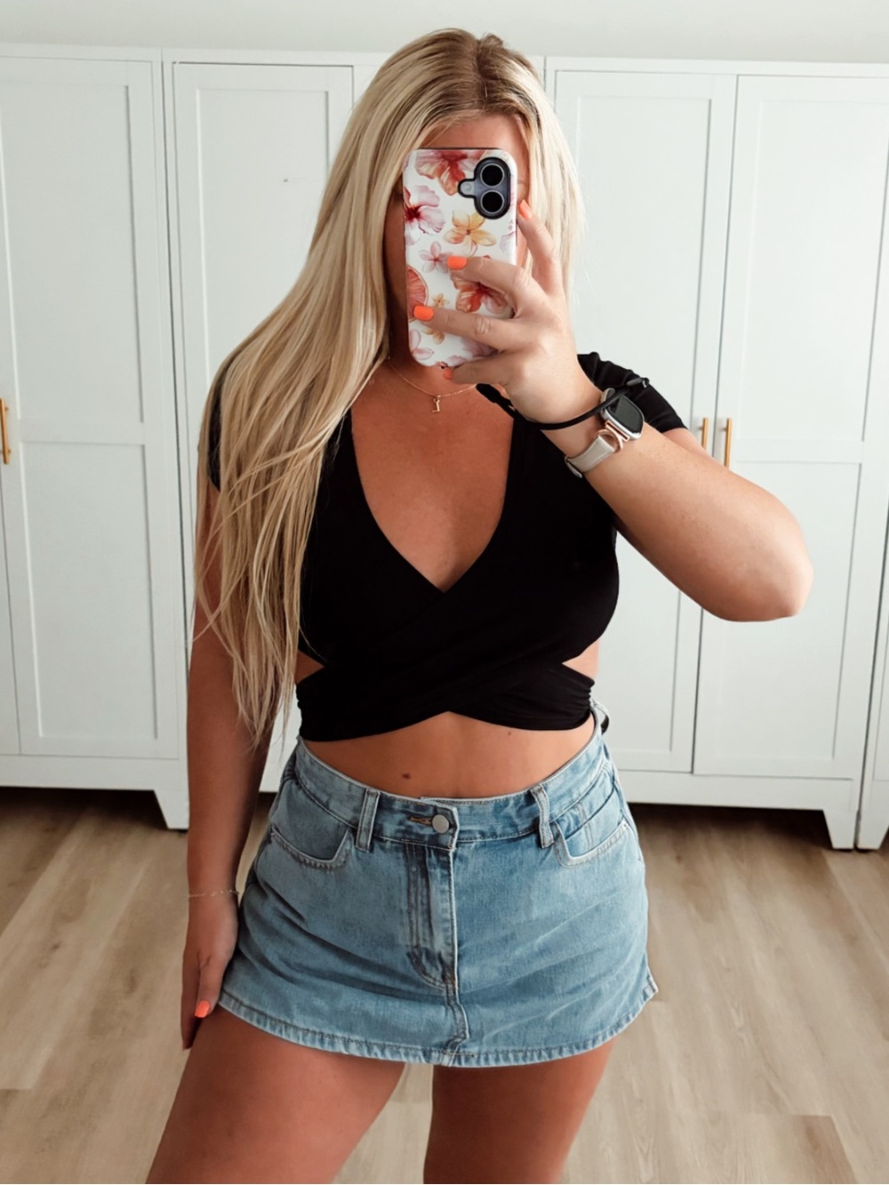 Black wrap around crop top